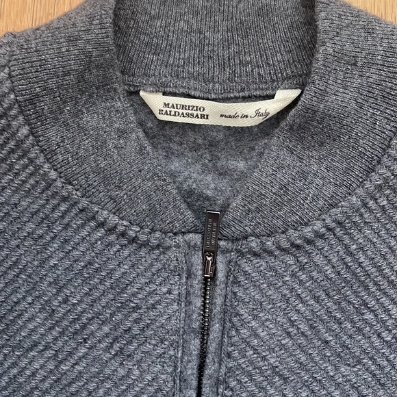 New Maurizio Baldassari Wool Bomber Sweater - Grey - Picture 3 of 8